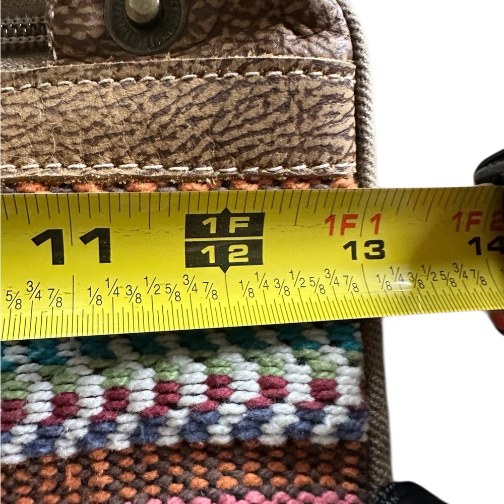 Myra Bag Multicolor Crossbody Purse Tweed Leather Cowhide Boho Style Canvas Back - Picture 14 of 16